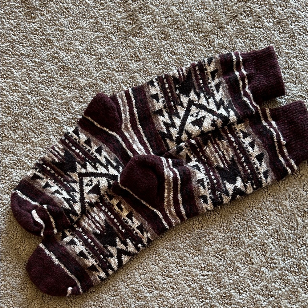 Patterned Brown Sweater Socks